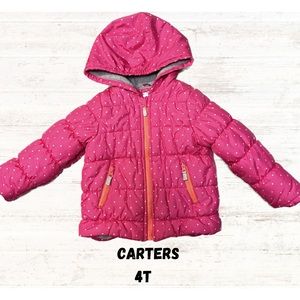 Carters Pink Polka Dot 4t Puffer Winter Jacket